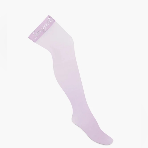 SAVAGE X FENTY DIVORCE COURT THIGH-HIGH STAY-UP STOCKINGS PURPLE LITE SZ M/L - Picture 3 of 7